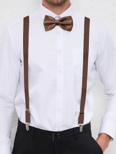 Vista 93 de habibee Color sólido para hombre en forma de Y con clips fuertes tirantes ajustables