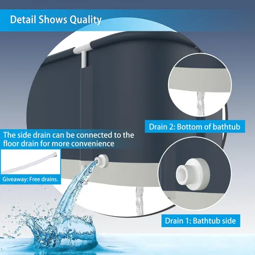 Vista 4 de Bañera portátil para cabina de ducha, bañera plegable grande de 45.3 pulgadas para adultos, bañera de SPA japonesa plegable para baño familiar