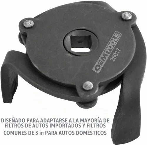 Vista 3 de OEMTOOLS 25017 2-1/2" x 3-7/8" 3-patas Spin-On estilo llave de filtro de aceite, llave de filtro de aceite ajustable, negro