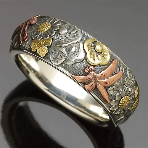 Vista 48 de Iumer - Anillo de zircón de dos piezas con incrustaciones de diamantes de imitación artificiales para mujer, talla 6-10.