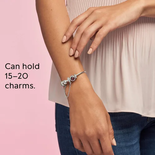 Vista 7 de PANDORA Pulsera de plata esterlina con dije de joyería, 6.7 pulgadas, con caja de regalo, Metal, Circonita cúbica