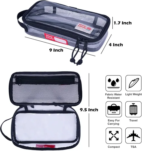 Vista 6 de Rough Enough Clear Neceser Aprobado por la TSA Bolsa de Maquillaje Transparente Conjunto de Bolsa de Maquillaje, Gris, Neceser transparente Rough