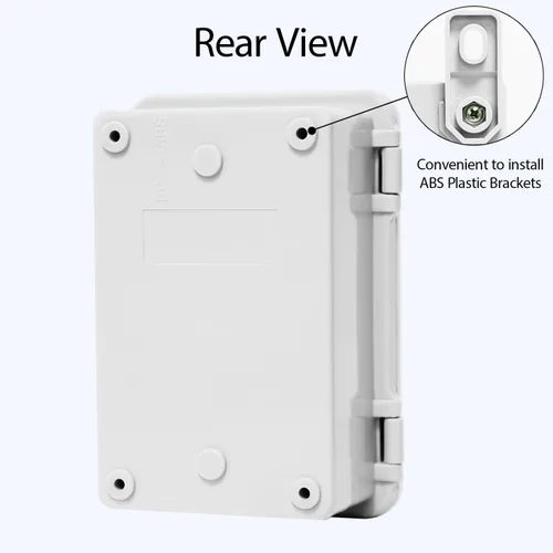 Vista 6 de Caja de conexiones de plástico ABS, IP65 resistente al agua y al polvo, recinto eléctrico universal, carcasa con bisagras para uso en interiores