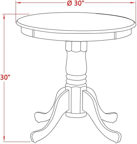 Vista 3 de East West Furniture ESBR3-BCH-17 - Juego de mesa de comedor de 3 piezas contiene una mesa de comedor redonda con pedestal y 2 sillas tapizadas