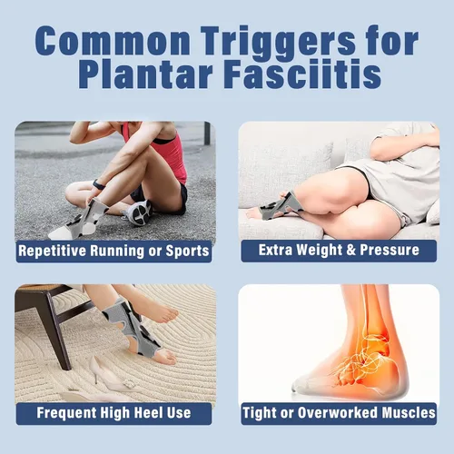 Vista 7 de Férula nocturna para fascitis plantar, diseño mejorado con 3 correas ajustables para tendinitis de Aquiles para aliviar la fascitis plantar