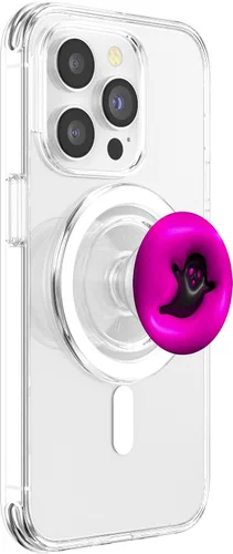 Vista 3 de Ghost Halloween Hot Pink 3D Puffy Spooky Cute PopSockets MagSafe PopGrip para iPhone