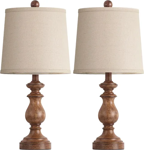 Vista 2 de PARTPHONER Juego de 2 lámparas de mesa tradicionales, lámparas de mesa rústicas de granja para sala de estar y dormitorio, lámparas de mesa de 22