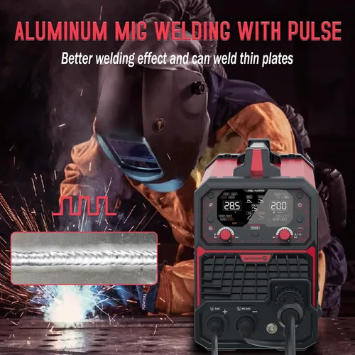 Vista 3 de ACEWELDER Soldador MIG de aluminio con pulso 200A 7 en 1 gas MIG/pulso MIG/núcleo de flujo sin gas/electrodo/elevación TIG/soldadura por