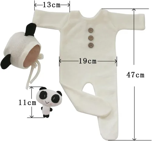 Vista 4 de Zeroest Traje de fotografía para recién nacido, accesorios para sesión de fotos de bebé, accesorios de oso para fotos de bebé recién nacido