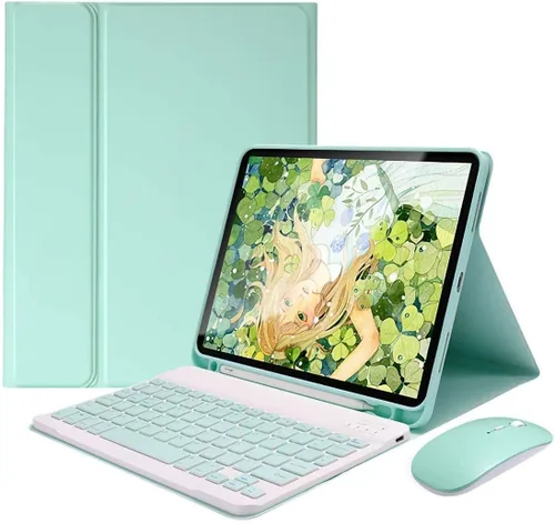 Vista 10 de Funda para teclado Galaxy Tab S6 Lite 2024/2022/2020 con ratón, funda magnética desmontable para teclado con soporte para S Pen y mouse para Galaxy