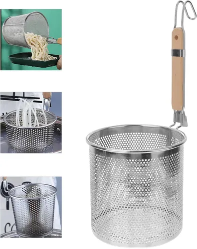 Vista 8 de Cabilock Cesta profunda Colador de pasta Mango largo Fácil Transferencia Hogar Hotel Cocina Utensilio Estilo Aleatorio
