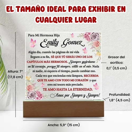 Vista 3 de Lampara De Amor Eterno Para Mi Hija En Español, Placa Personalizada De Graduación, Regalo De Graduación Para Mi Hija, Regalos De Graduación 2025