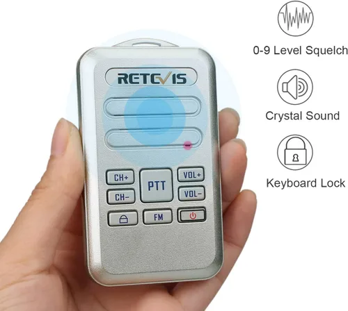 Vista 3 de Retevis Walkie Talkies RT20 para adultos, Walkie Talkie pequeño portátil para personas mayores de edad avanzada, sonido fuerte, FM, mini radios