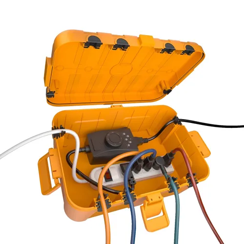 Vista 15 de IP55 Pequeña caja eléctrica al aire libre impermeable, para regleta Inner 5.9 x 3.2 x 1.8inch, Extension Cord Cover with Detachable Awning Covers