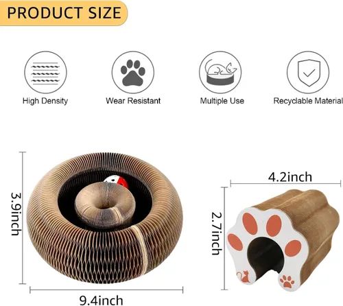 Vista 4 de SEPAZON Kitlty Cat Toys Kurliz - Rascador para gatos, tabla de rascar mágica para gatos, almohadilla de cartón reciclable para gatos aburridos