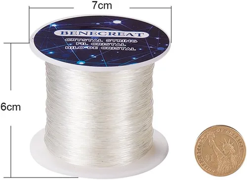 Vista 4 de BENECREAT 492.1 ft/roll 0.031 in Hilo de cristal Cordón elástico pulsera cuerda, cordón de cuentas de cristal para pulsera, abalorios y fabricación