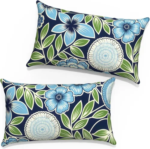 Vista 65 de Juego de 2 fundas cuadradas de 16 x 16 pulgadas para cojín de exteriores, fundas decorativas modernas para cojín de respaldo para muebles de patio