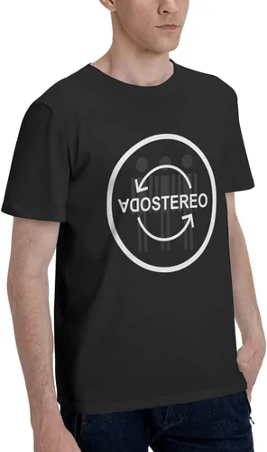 Vista 2 de Soda Stereo Logo T Shirt Mens Summer Tee Casual Short Sleeve Tops