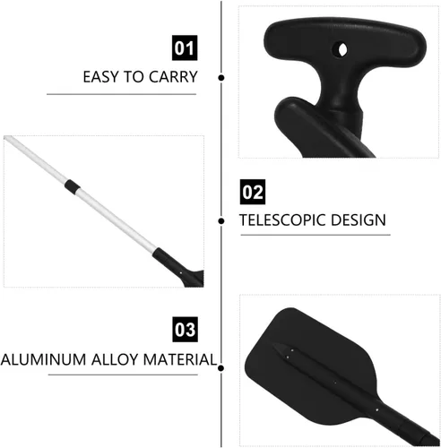 Vista 6 de BESPORTBLE Remo telescópico para kayak: 2 paquetes de 22-41 pulgadas de aleación de aluminio remos plegables para lancha, kayak, rafting, canoa