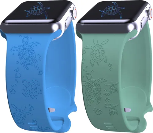 Vista 8 de 2 correas grabadas compatibles con Apple Watch Band 1.732 in 1.575 in 1.772 in, correa deportiva de silicona para mujeres y niñas, correa deportiva