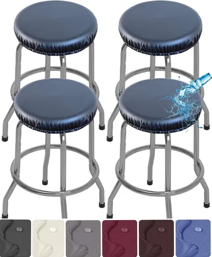 Vista 8 de Fundas para taburetes, paquete de 2 fundas elásticas impermeables de poliuretano para taburetes de bar, extraíbles y lavables, con bandas elásticas