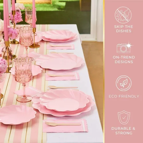 Vista 6 de Sophistiplate Platos de cena compostables ecológicos – Hecho de fibra de madera de bambú y caña de azúcar – Platos biodegradables y desechables