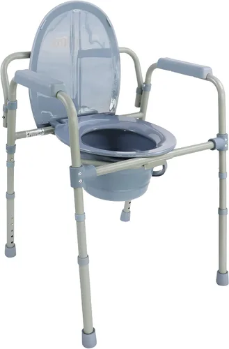 Vista 8 de PEPE Mobility - Silla cómoda 3 en 1, soporta 300 libras, cubo, color negro Asiento de inodoro portátil para el dormitorio, marco de acero con 4