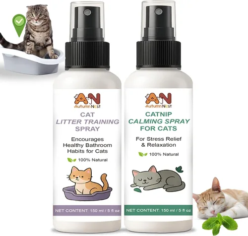 Vista 11 de Spray de entrenamiento de arena para gatos, paquete de 2 (10.1 onzas líquidas en total) – 5.1 fl oz cada atractor natural para gatos y gatitos