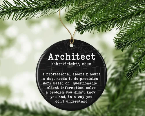 Vista 3 de Adorno navideño divertido impreso en un lado de la definición del arquitecto