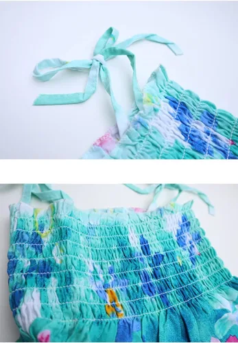 Vista 5 de Flenwgo Vestidos bohemios para niñas, floral, sin mangas, arcoíris, playa, con collar, 2-12T