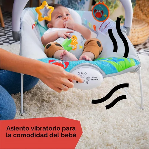 Vista 5 de Baby Einstein Ocean Explorers Asiento Saltarín Musical para Bebés, Kick to It Neptune, Unisex, para Edades de 0-6 Meses hasta 20 libras