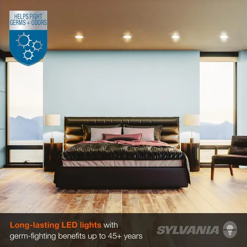 Vista 4 de Sylvania - Kit de luz empotrable de 5 pulgadas/6 pulgadas con tecnología LightSHIELD, LED germicida, 9 W = 65 W, 700 lúmenes, 5 CCT selección