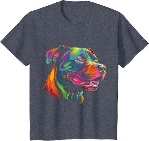 Vista 64 de Pit Bull Mom Dog Lover Colorido Artistic Pitbull Owner - Camiseta para mujer, Negro