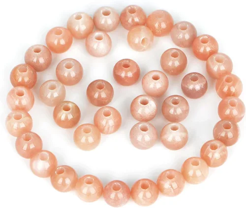 Vista 25 de AD Beads Cuentas de gema natural de 8 mm redondas sueltas con gran agujero de 2,5 mm, 40 piezas (turquesa africana)
