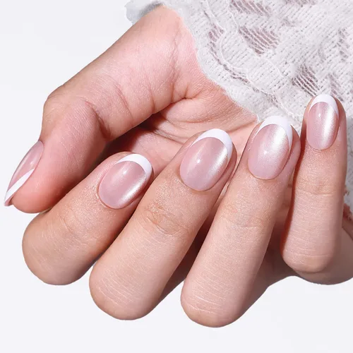 Vista 21 de modelones Uñas cortas a presión, kit de uñas postizas ovaladas