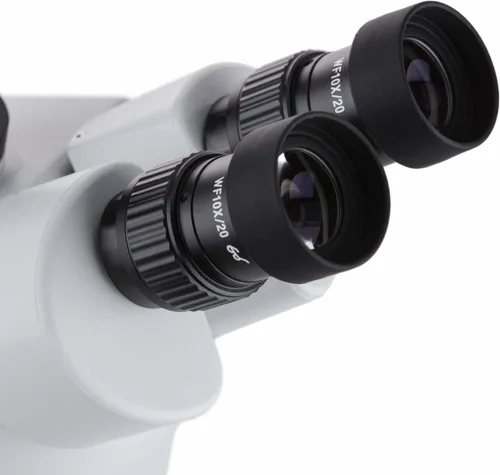 Vista 3 de AmScope Microscopio de zoom estéreo binocular profesional SM-3B, oculares WH10x, aumento 7X-45X, objetivo de zoom 0.7X-4.5X, iluminación ambiental