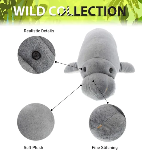 Vista 2 de DolliBu Colección de animales de peluche salvajes, colección de peluches suaves, regalos de animales para niños, peluche de manatí, criatura marina