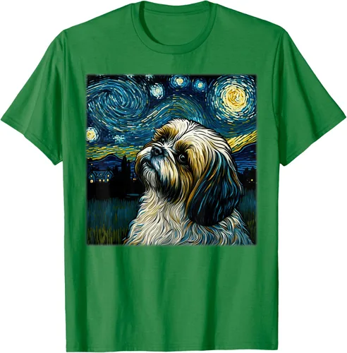 Vista 52 de Camiseta Surrealism Starry Night Shih Tzu Dog