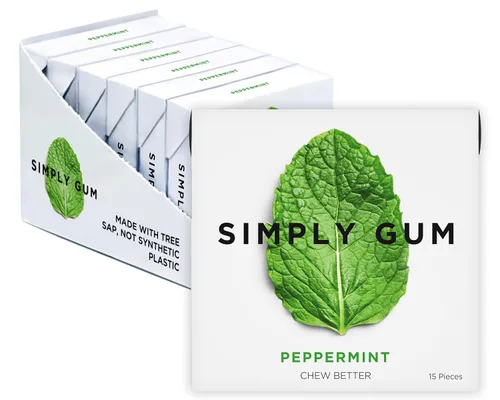 Vista 18 de SIMPLY Gum Canela, goma de mascar natural sin plástico, paquete de 6 (90 piezas) Vegano, Kosher, sin OGM, sin aspartamo y sin sorbitol