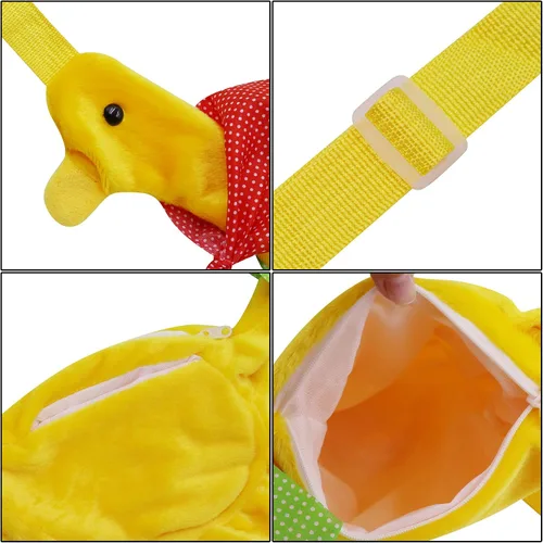 Vista 6 de Lindo bolso de felpa con forma de animal esponjoso bolso bandolera bandolera para mujeres, niños y niñas, Amarillo