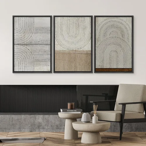 Vista 144 de SIGNWIN Lienzo enmarcado para pared, juego de arte neutro de bosque brumoso, ilustraciones en tono tierra, arte moderno, decorativo, bohemio