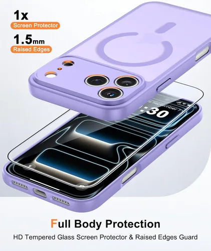 Vista 22 de FNTCASE Funda para iPhone 17 Pro: Fundas delgadas translúcidas de color azul claro compatibles con MagSafe, protección completa de la cámara