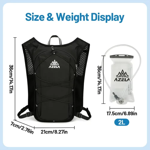 Vista 6 de Esoes Chaleco para correr mochila de hidratación para hombres y mujeres, paquete de chaleco con bolsa de agua de 2 litros, mochila de agua ligera