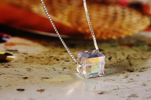 Vista 4 de PLATO H Collar de plata de ley S925 con colgante de cristales cúbicos para mujer, sin alergias, regalos únicos de joyería con exquisita caja