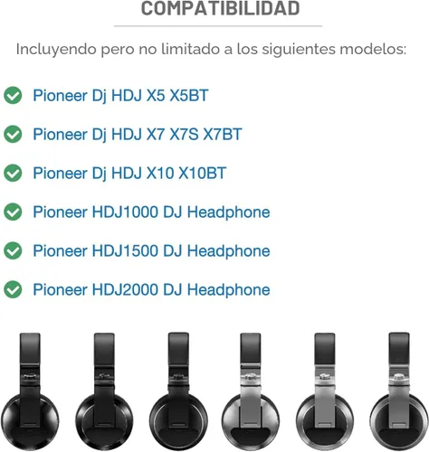 Vista 4 de Elegantes opciones de color para DJ, almohadillas de espuma compatibles con Pioneer Hdj-X5 X5bt Hdj-X7 X7bt Hdj-X10 Dj auriculares