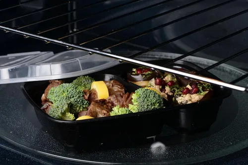 Vista 8 de EcoQuality Contenedores de preparación de comidas [paquete de 75] [38oz] 2 compartimentos con tapas, caja Bento reutilizable, recipientes