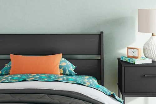 Vista 9 de Signature Design by Ashley Socalle - Cama casual de plataforma de doble panel, no necesita base o somier, color negro