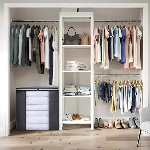 Vista 7 de SLEEPING LAMB Bolsas de almacenamiento de mantas extra grandes de 120 L, contenedores de almacenamiento de ropa transpirables para edredón King