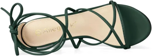 Vista 5 de Allegra K - Sandalias de tacón grueso con tiras delgadas para mujer