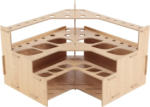 Vista 13 de Mezzo Artist Paint and Brush Rack - Soporte de Escritorio Multicapa de Laminado Veteado de Madera Organizador de Almacenamiento y Exhibición